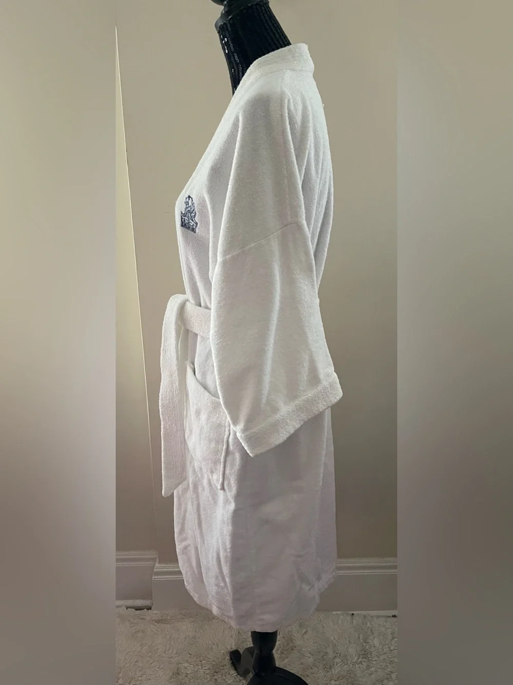 Vintage Ritz Carlton White Blue Logo Terry Robe O/S - Picture 4 of 14